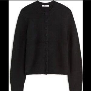 Madewell Black Shrunken Cotton Blend Cardigan